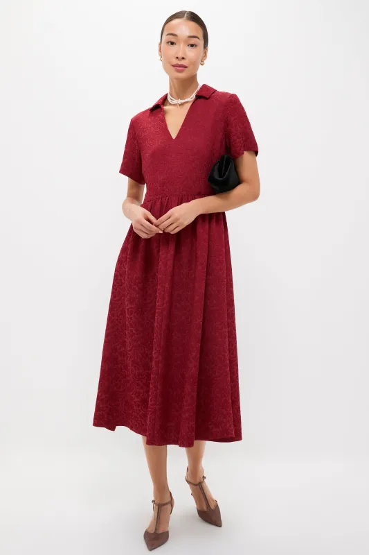 Cranberry Jacquard Adelaide Dress sold by Tuckernuck