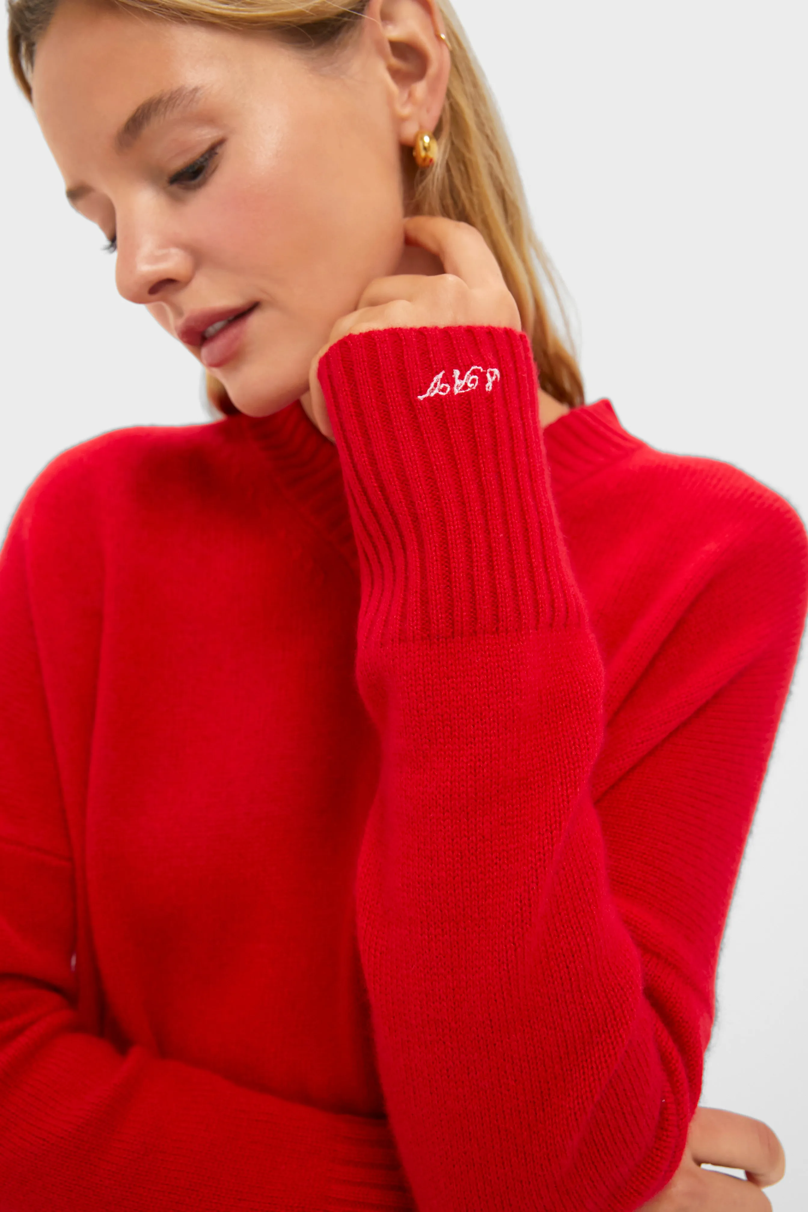 Martin Red Cashmere Cassie V-Neck Cashmere Sweater sold by Tuckernuck product image thumbnail 5