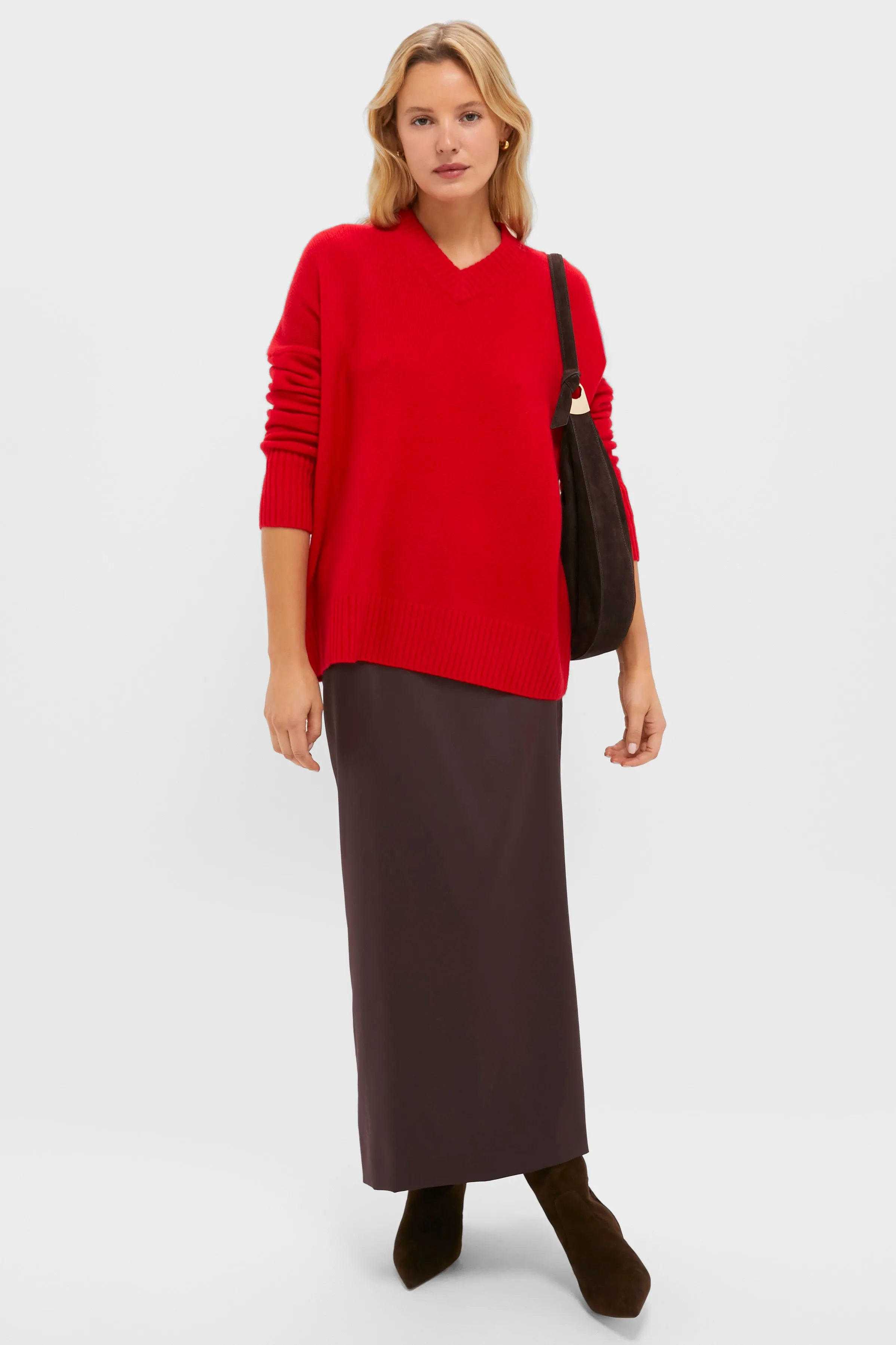 Martin Red Cashmere Cassie V-Neck Cashmere Sweater sold by Tuckernuck product image thumbnail 2