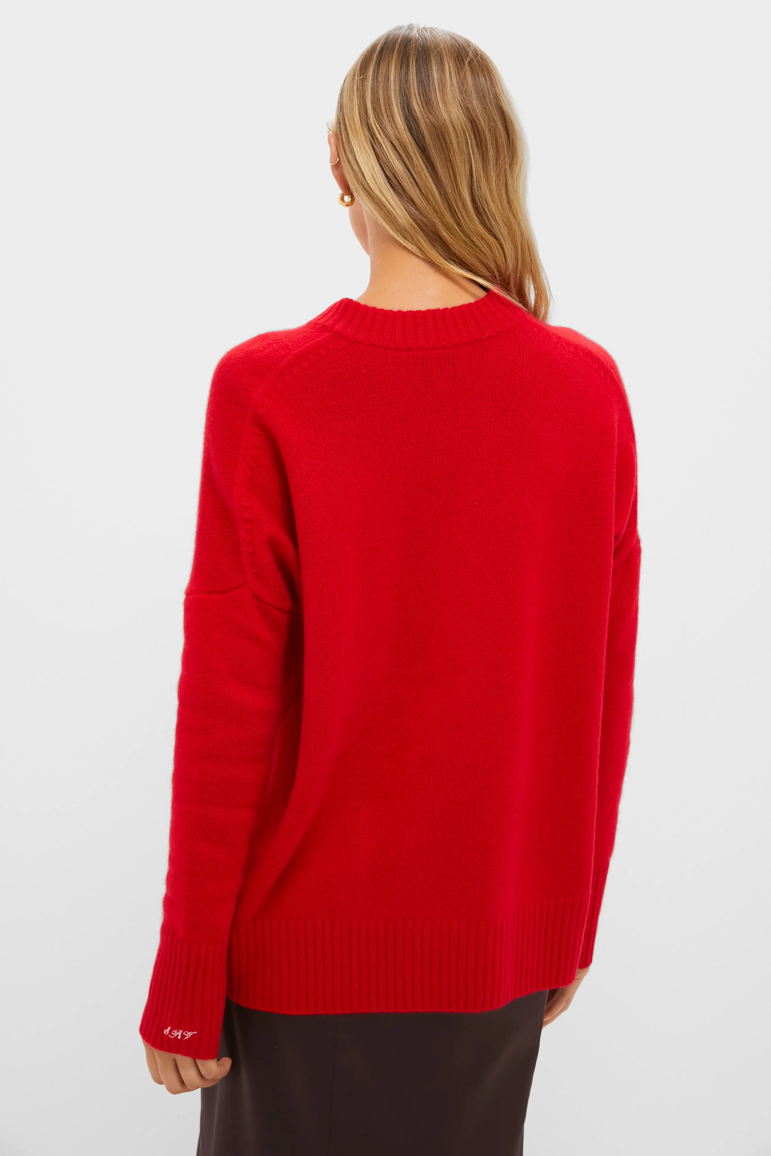 Martin Red Cashmere Cassie V-Neck Cashmere Sweater sold by Tuckernuck product image thumbnail 4