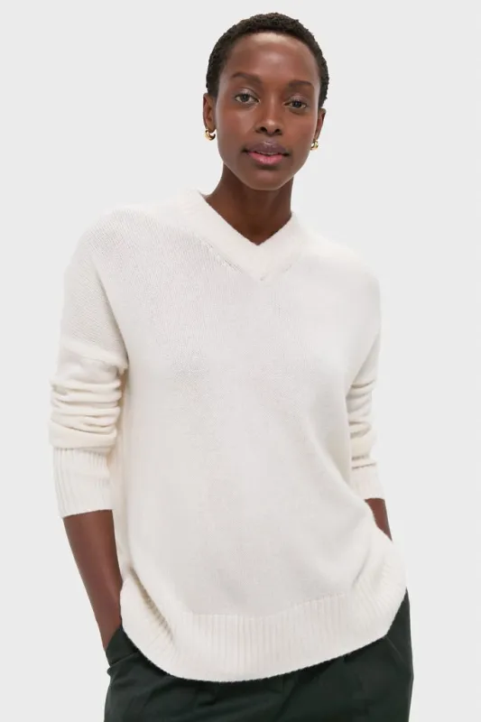 Ivory Cashmere Cassie V-Neck Sweater sold by Tuckernuck