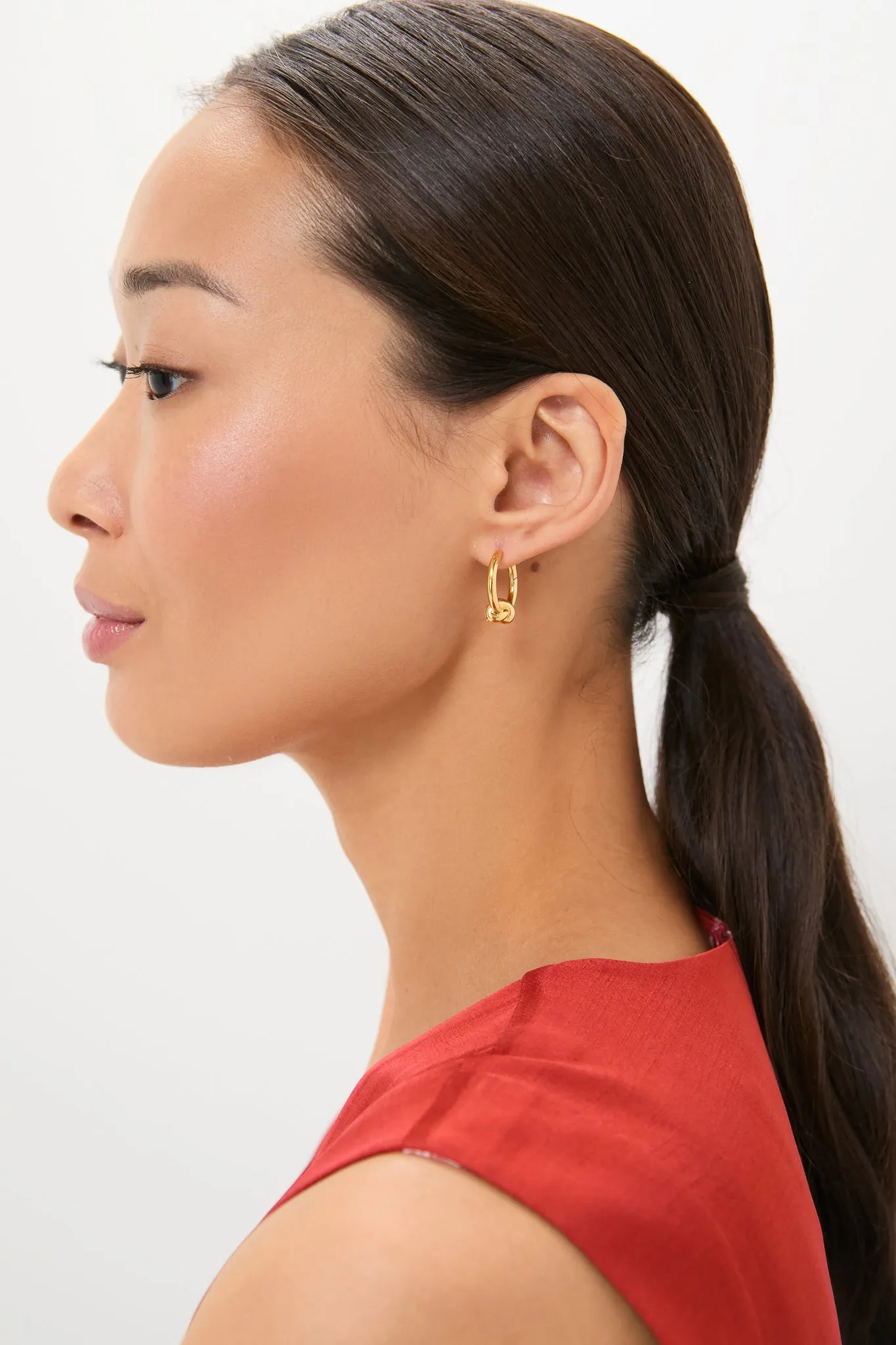 Gold Lucy Williams Pave Knot Small Hoop Earrings sold by Tuckernuck product image thumbnail 2