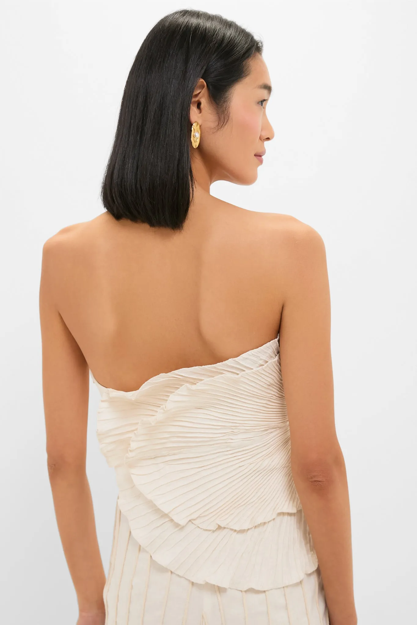 Ivory Las Olas Pleated Top sold by Tuckernuck