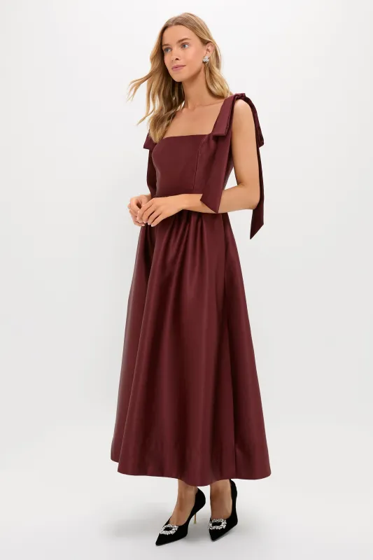 Oxblood Dupioni Bow Esme Dress sold by Tuckernuck