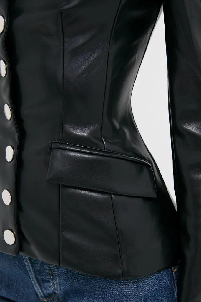 Black Vegan Leather Military Jacket sold by Tuckernuck product image thumbnail 5