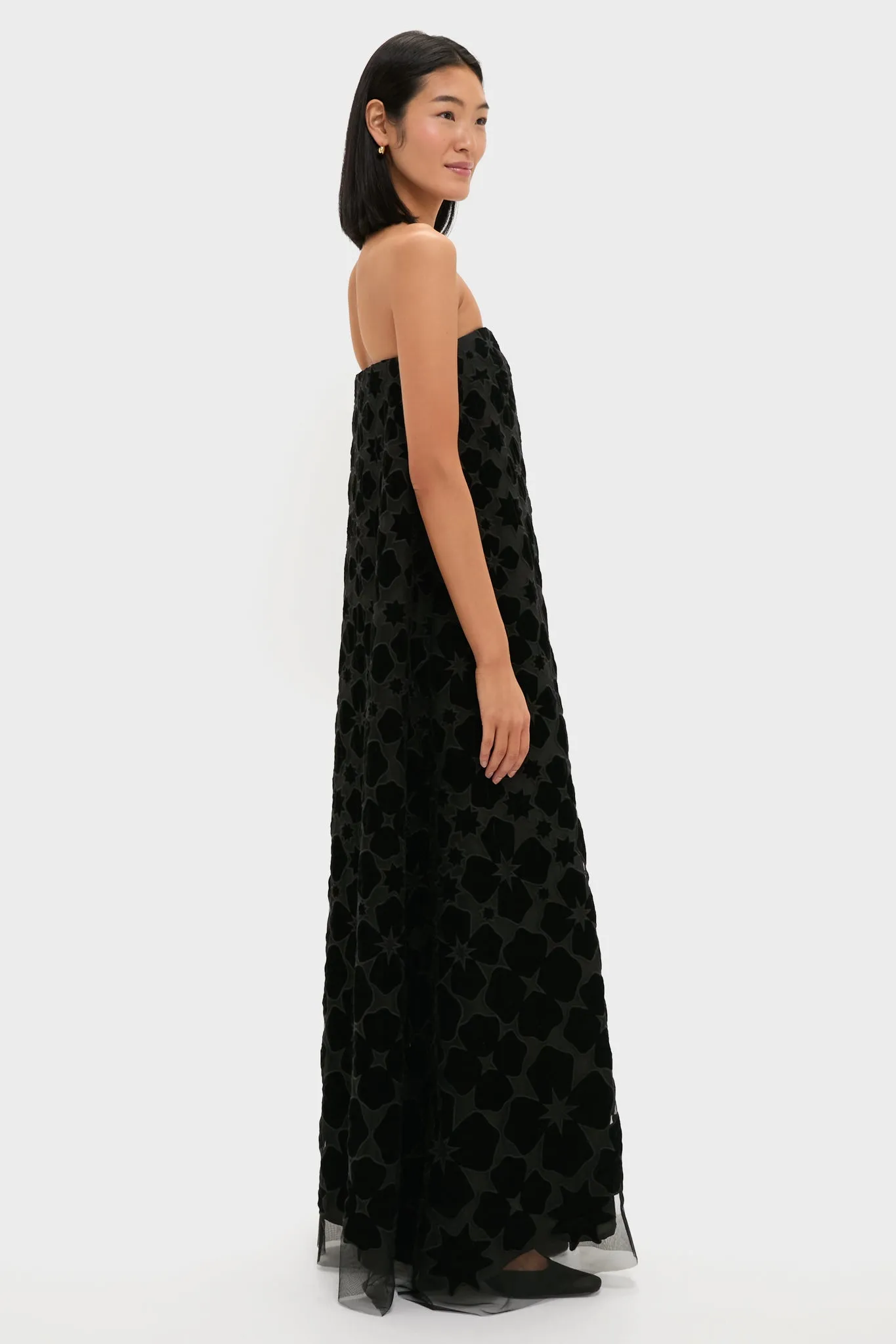 Black Burnout Velvet Genevieve Gown sold by Tuckernuck product image thumbnail 3