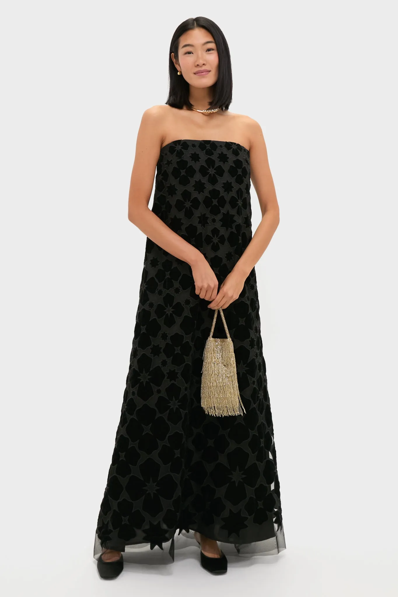 Black Burnout Velvet Genevieve Gown sold by Tuckernuck product image thumbnail 2