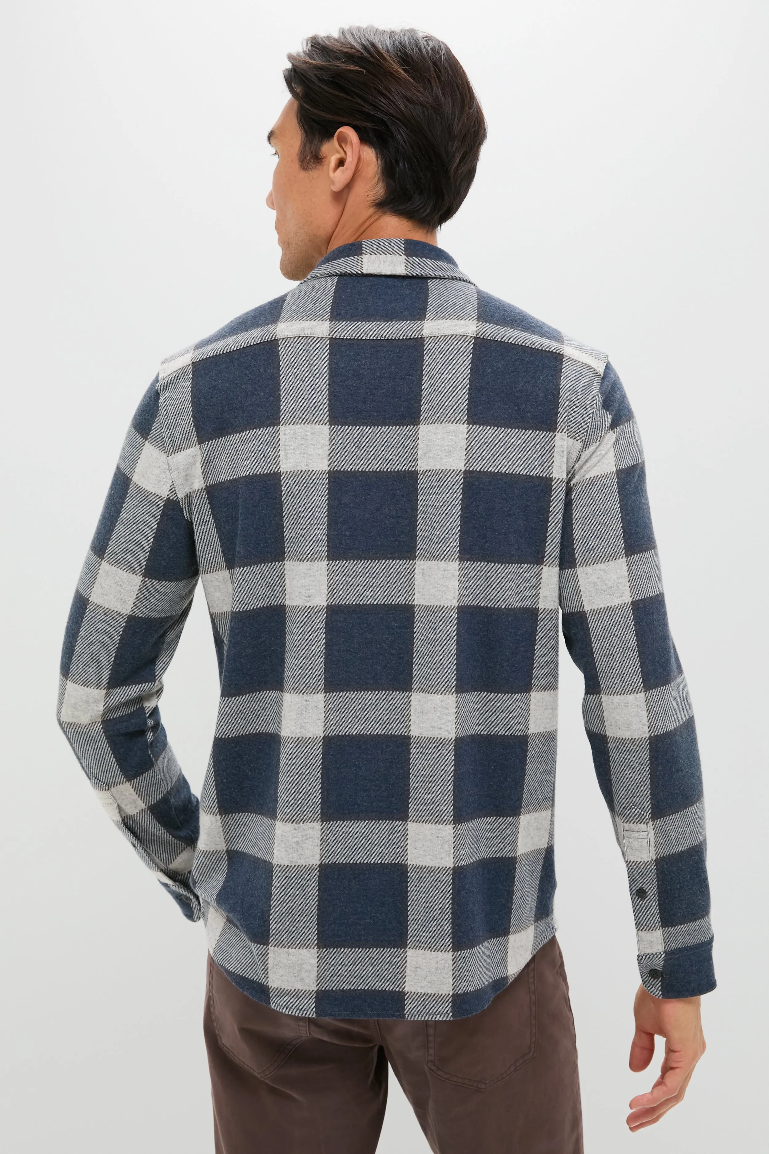 Navy Cloud Plaid Legend Sweater Shirt sold by Tuckernuck product image thumbnail 4