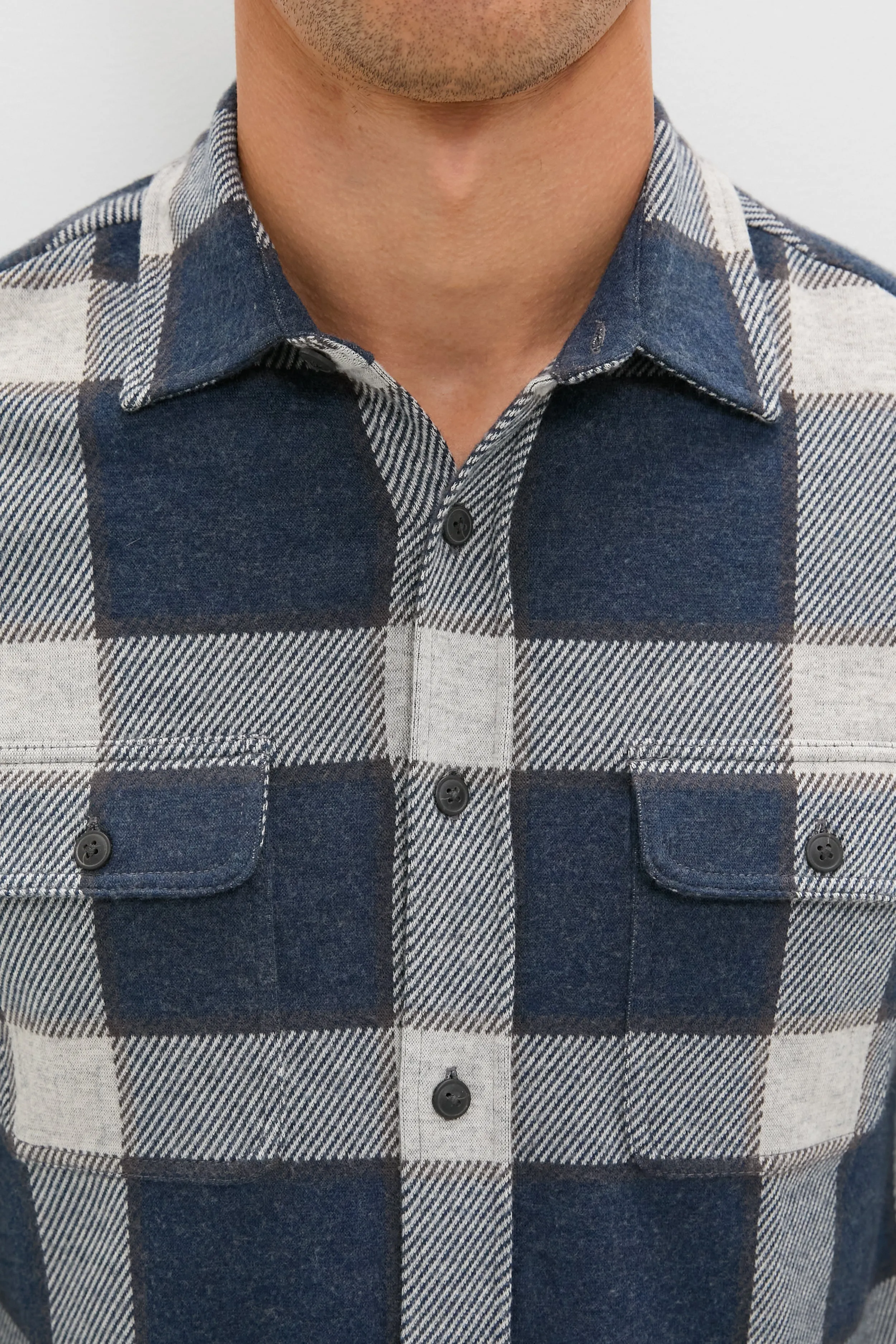 Navy Cloud Plaid Legend Sweater Shirt sold by Tuckernuck product image thumbnail 5