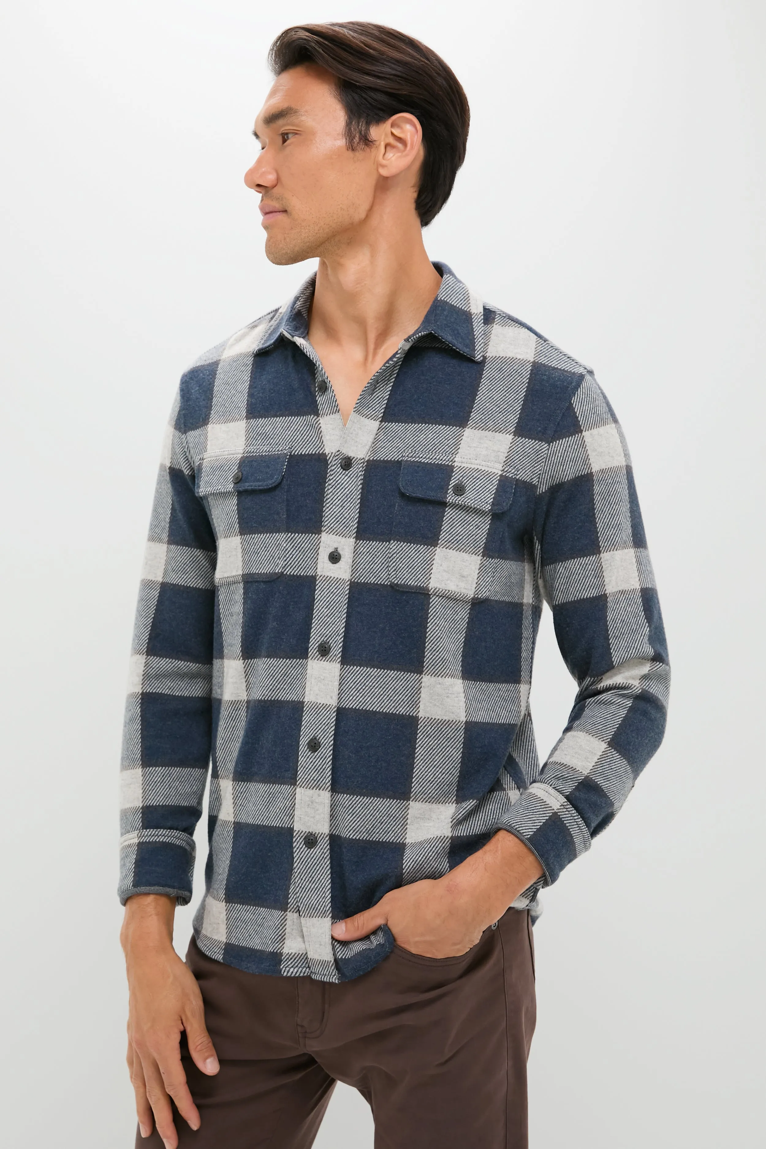 Navy Cloud Plaid Legend Sweater Shirt sold by Tuckernuck