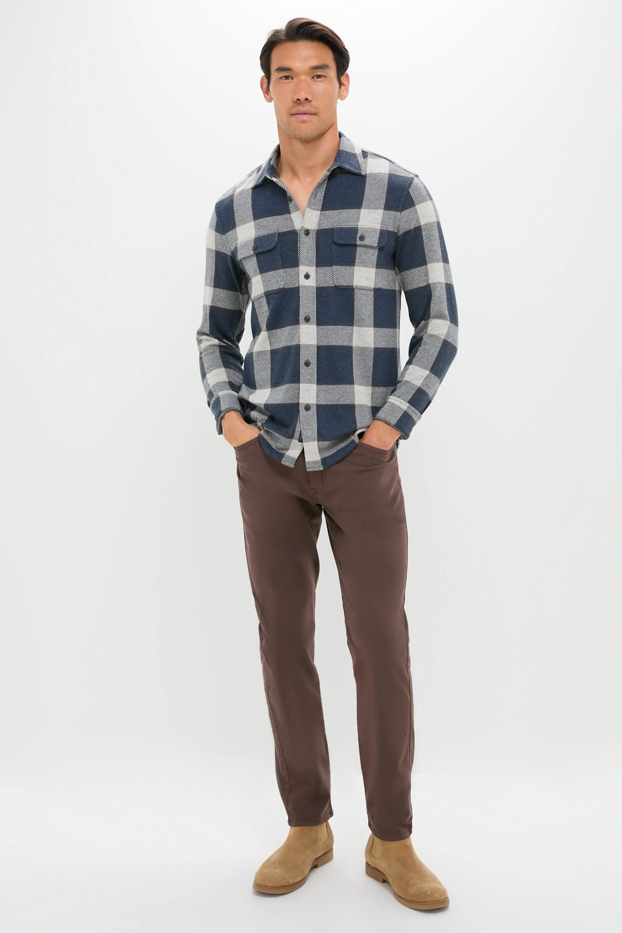 Navy Cloud Plaid Legend Sweater Shirt sold by Tuckernuck product image thumbnail 2