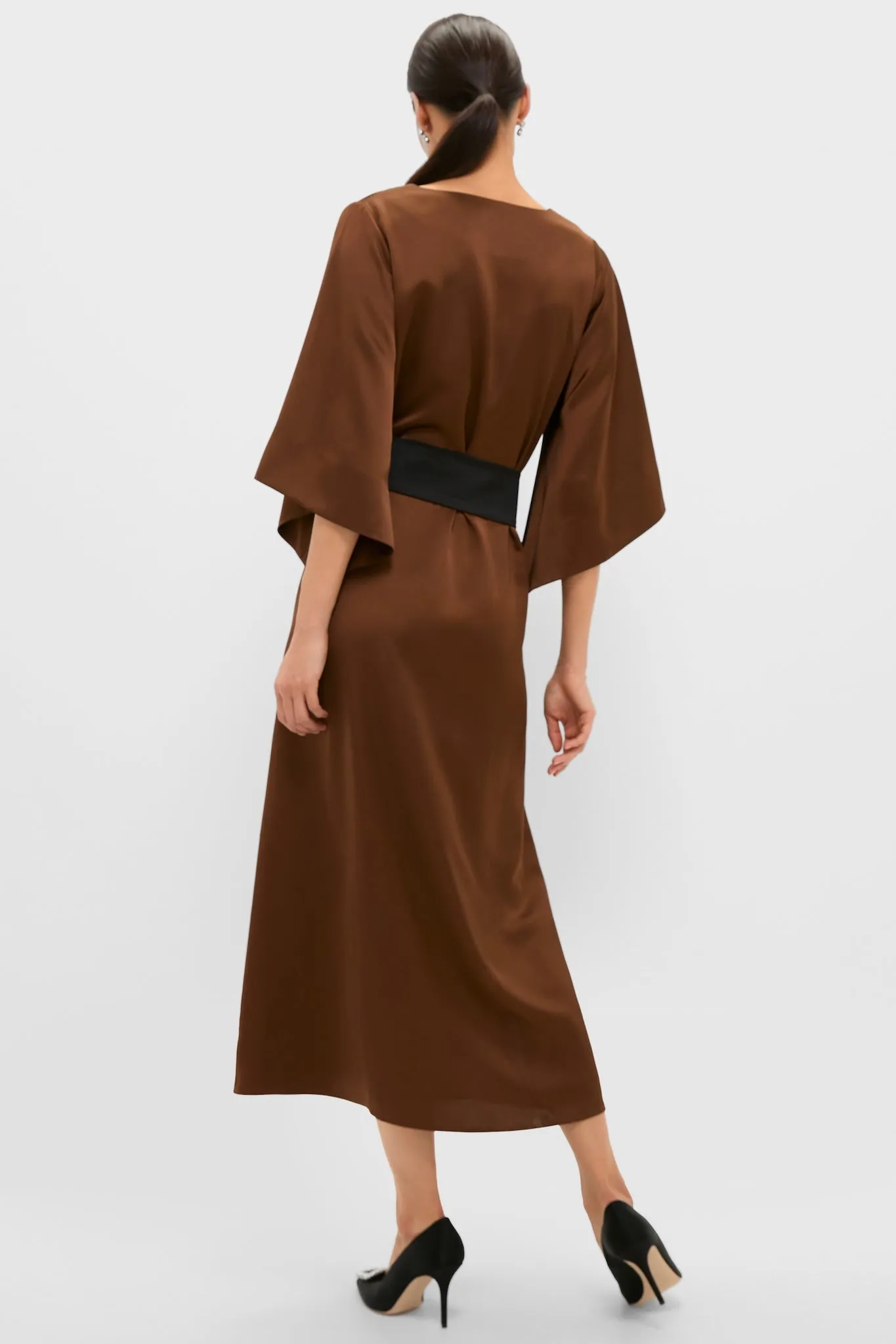 Chocolate Brown Satin Emiliana Maxi Dress sold by Tuckernuck product image thumbnail 5