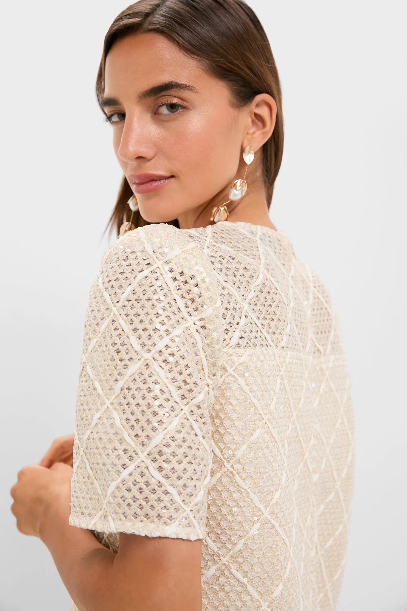 Ivory Sequin Janelle Mini Dress sold by Tuckernuck product image thumbnail 5