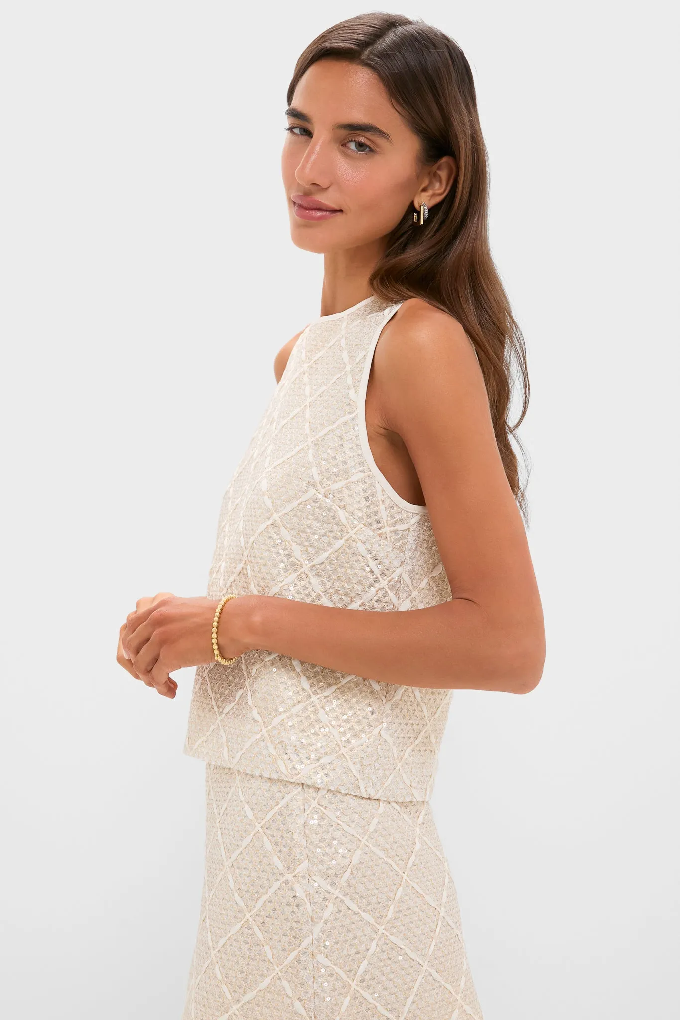 Ivory Sequin Sleeveless Keating Top sold by Tuckernuck product image thumbnail 3