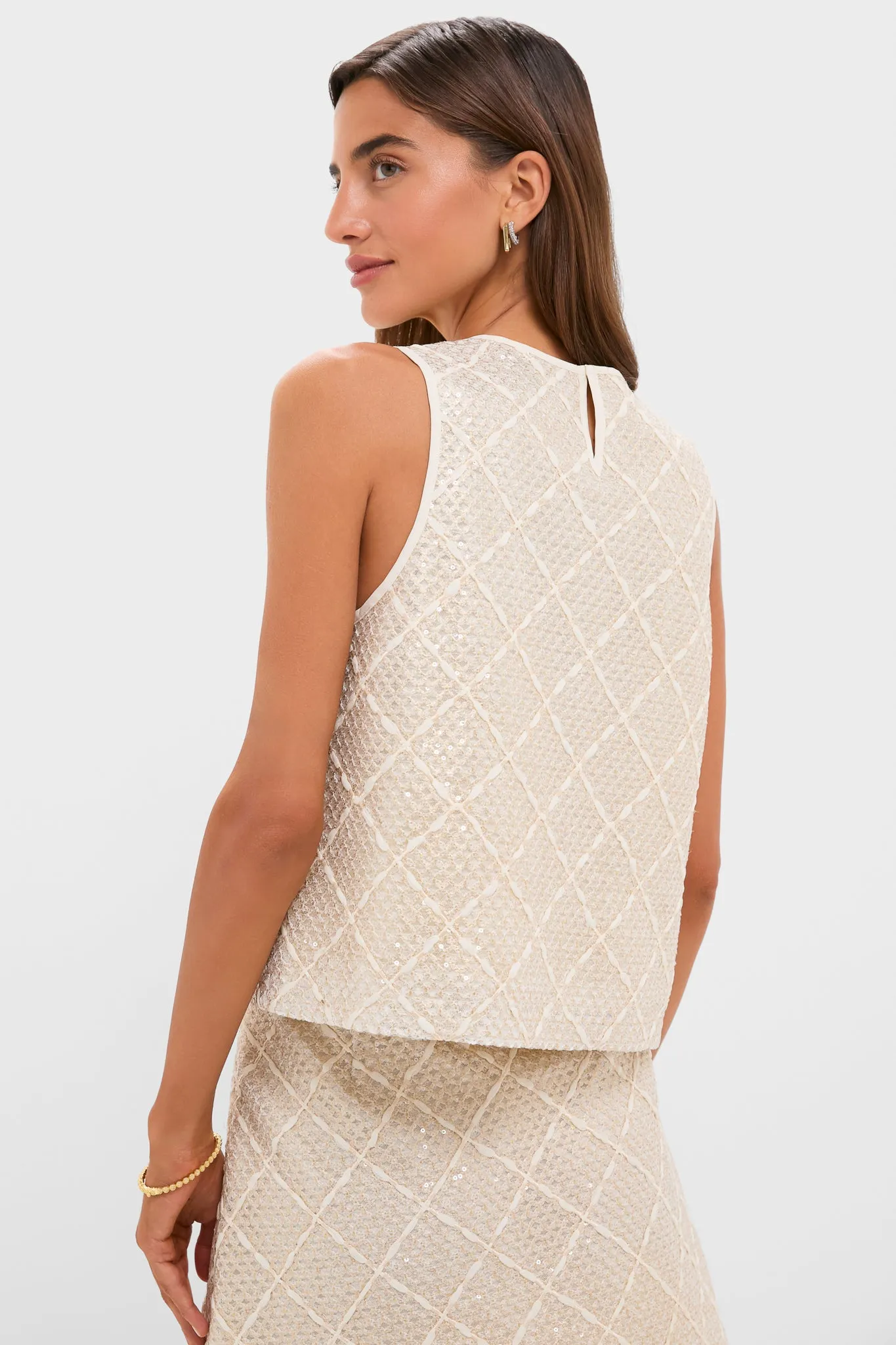 Ivory Sequin Sleeveless Keating Top sold by Tuckernuck product image thumbnail 4