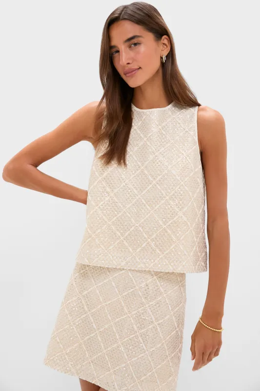 Ivory Sequin Sleeveless Keating Top sold by Tuckernuck