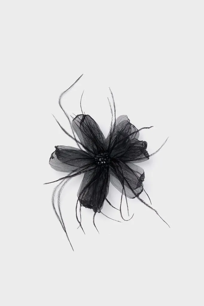 Black Embellished Feather Floral Pin sold by Tuckernuck