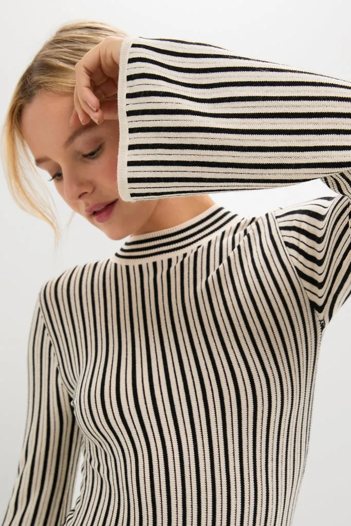 Black and Ivory Striped Maxi Dress sold by Tuckernuck product image thumbnail 5