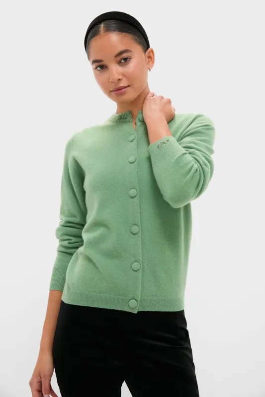 Meadow Green Cashmere Covered Button Quinn Cardigan sold by Tuckernuck