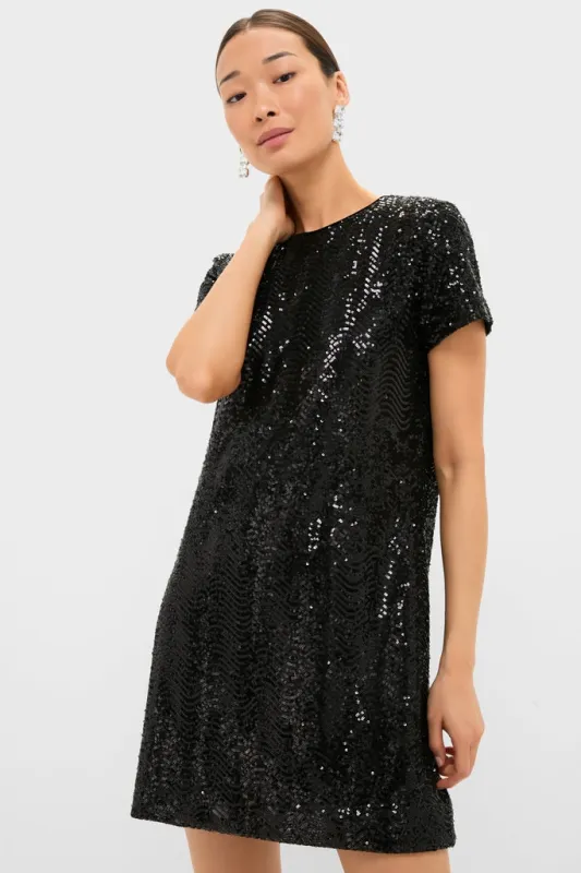 Black Sequin Roya Swing Mini Dress sold by Tuckernuck