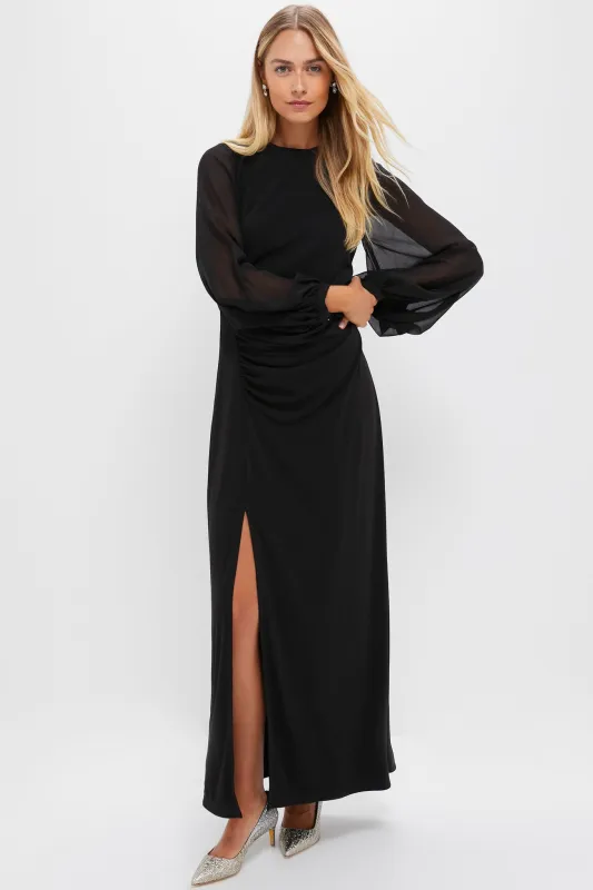 Black Jersey Organza Sleeve Elin Dress made by Tuckernuck