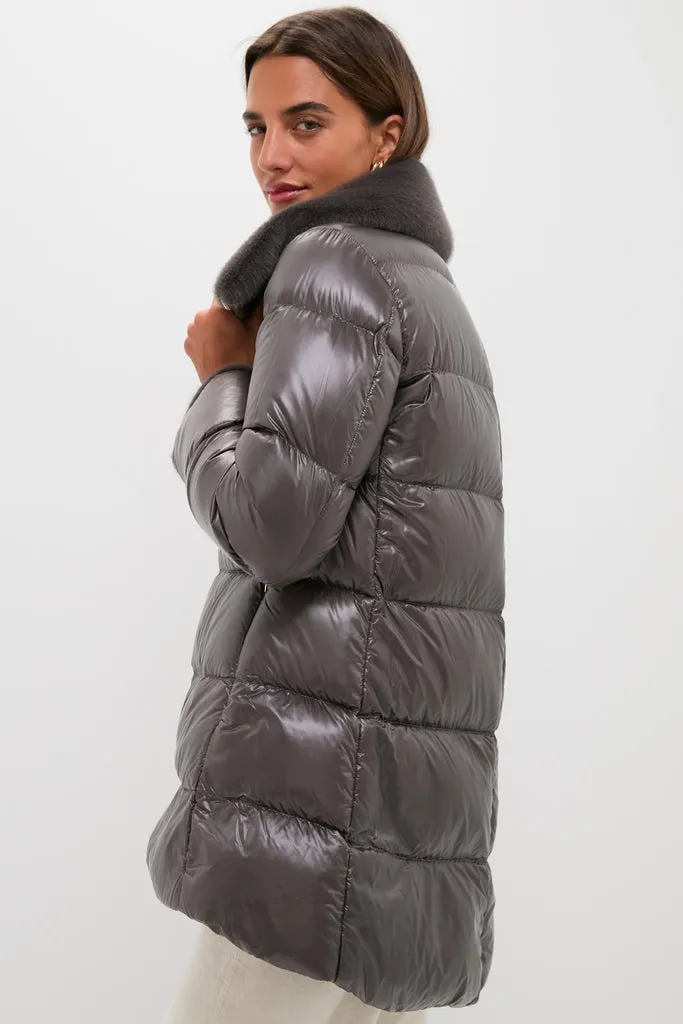 Anthracite Nylon Ultralight Mid-Thigh Jacket with Faux Fur Collar sold by Tuckernuck product image thumbnail 3