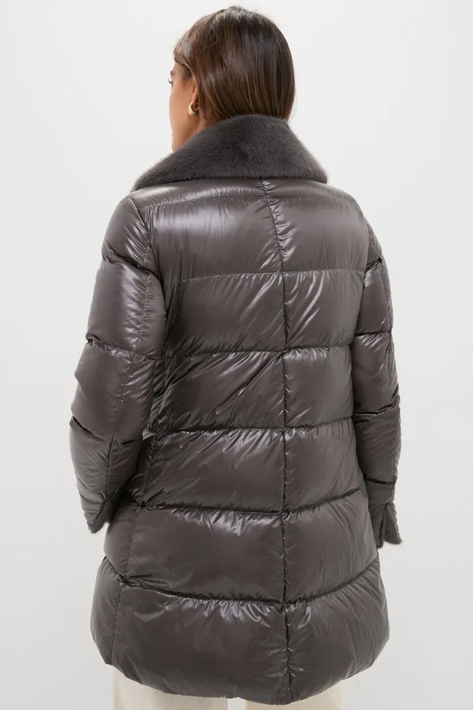 Anthracite Nylon Ultralight Mid-Thigh Jacket with Faux Fur Collar sold by Tuckernuck product image thumbnail 4