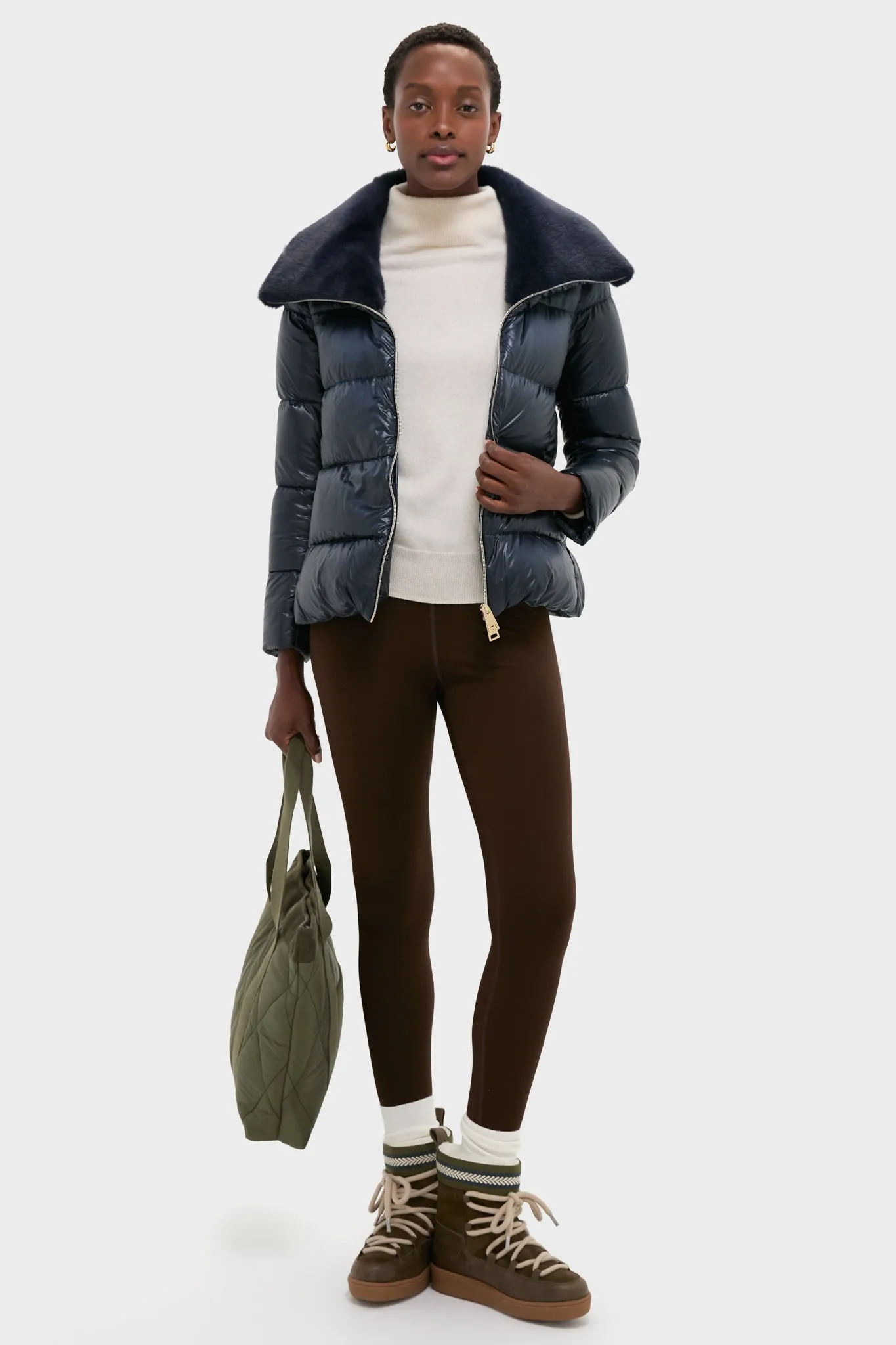 Blue Navy Nylon Ultralight Short Jacket with Faux Fur Collar sold by Tuckernuck product image thumbnail 2