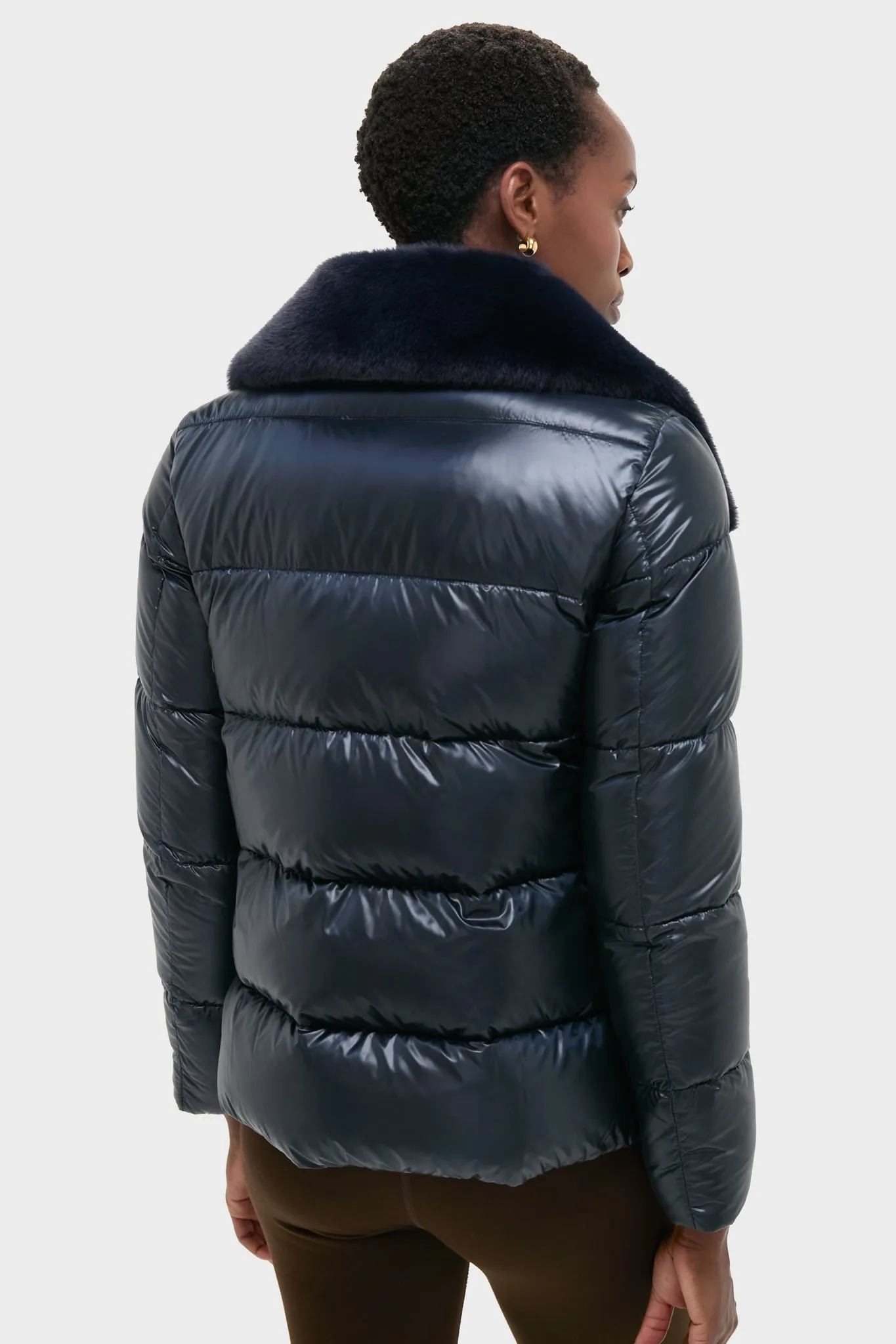 Blue Navy Nylon Ultralight Short Jacket with Faux Fur Collar sold by Tuckernuck product image thumbnail 3