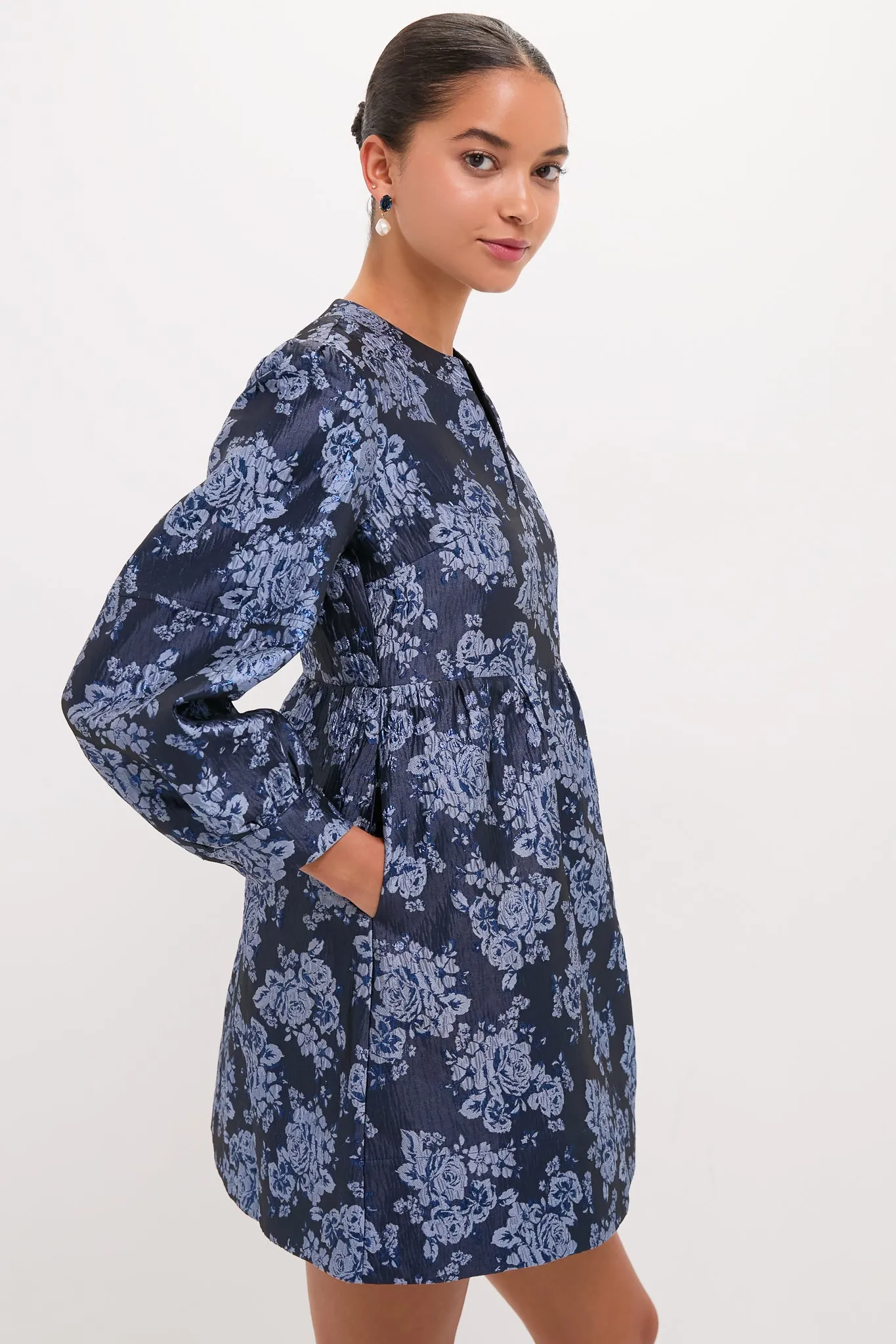 Blue Jacquard Cressida Mini Dress sold by Tuckernuck product image thumbnail 3