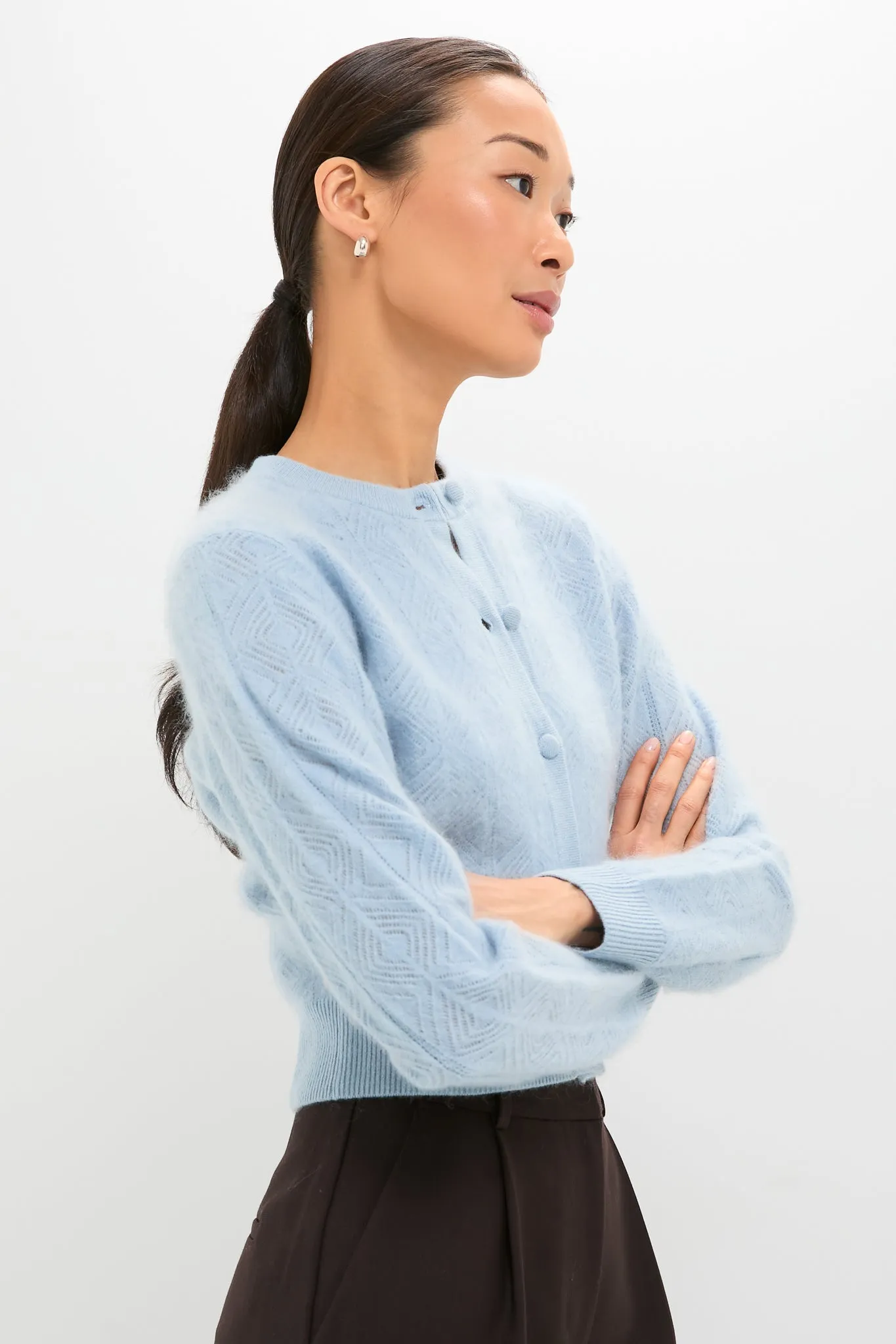 Light Blue Brushed Merino Wool Macy Cardigan sold by Tuckernuck product image thumbnail 3