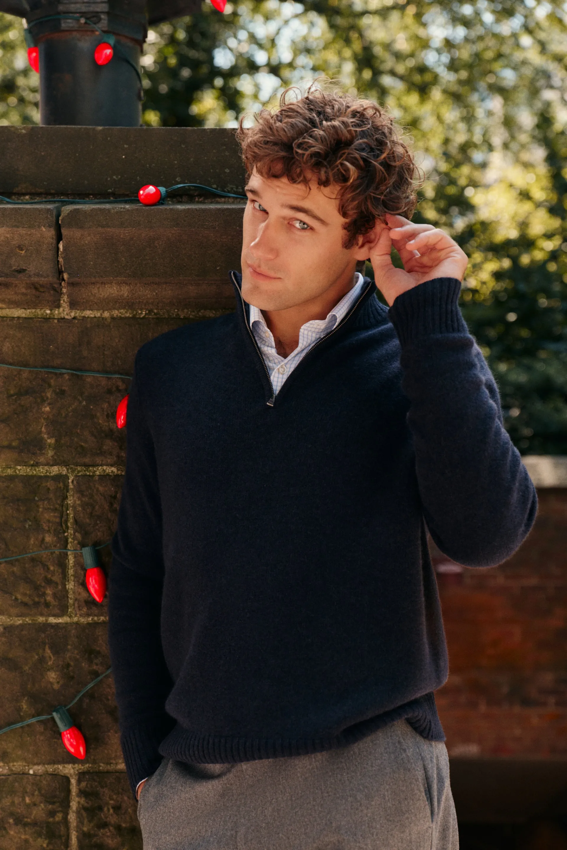 Navy Cashmere Knit Quarter-Zip sold by Tuckernuck product image thumbnail 2