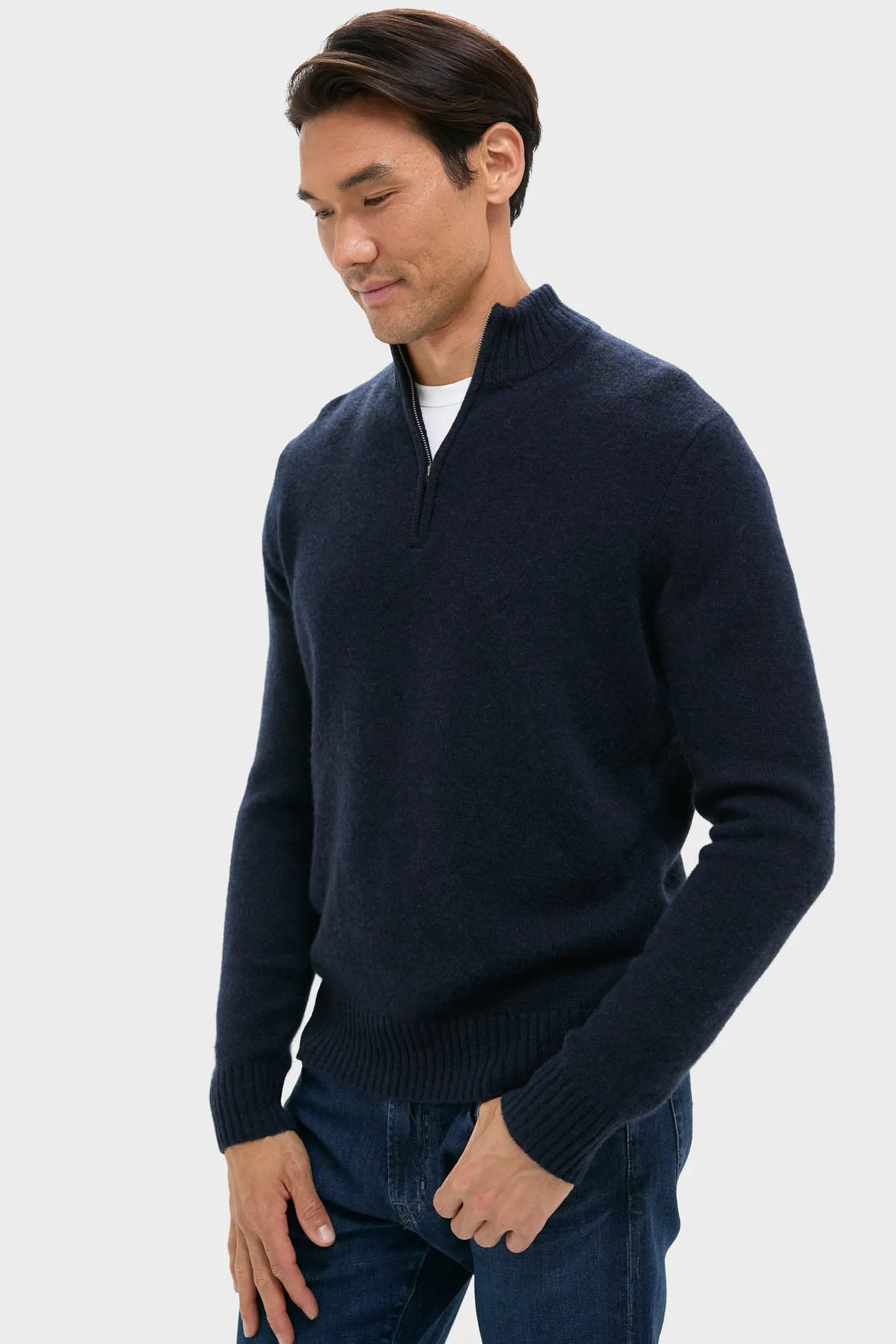 Navy Cashmere Knit Quarter-Zip sold by Tuckernuck product image thumbnail 4