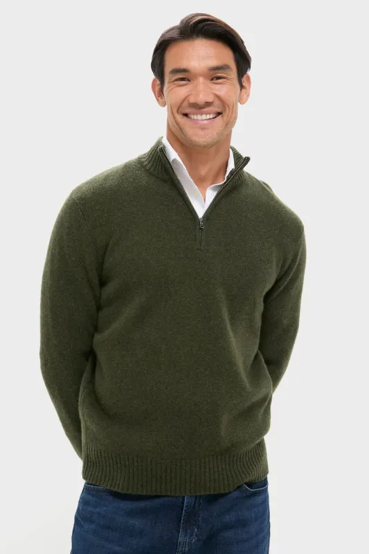 Green Cashmere Knit Quarter-Zip sold by Tuckernuck