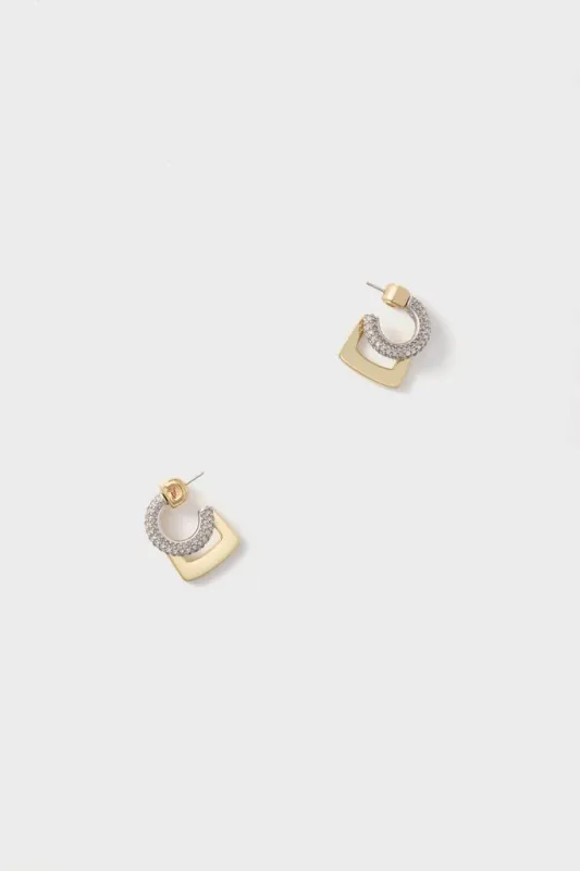 Gold, Silver and Crystal Tina Mini Pave Earrings made by Tuckernuck