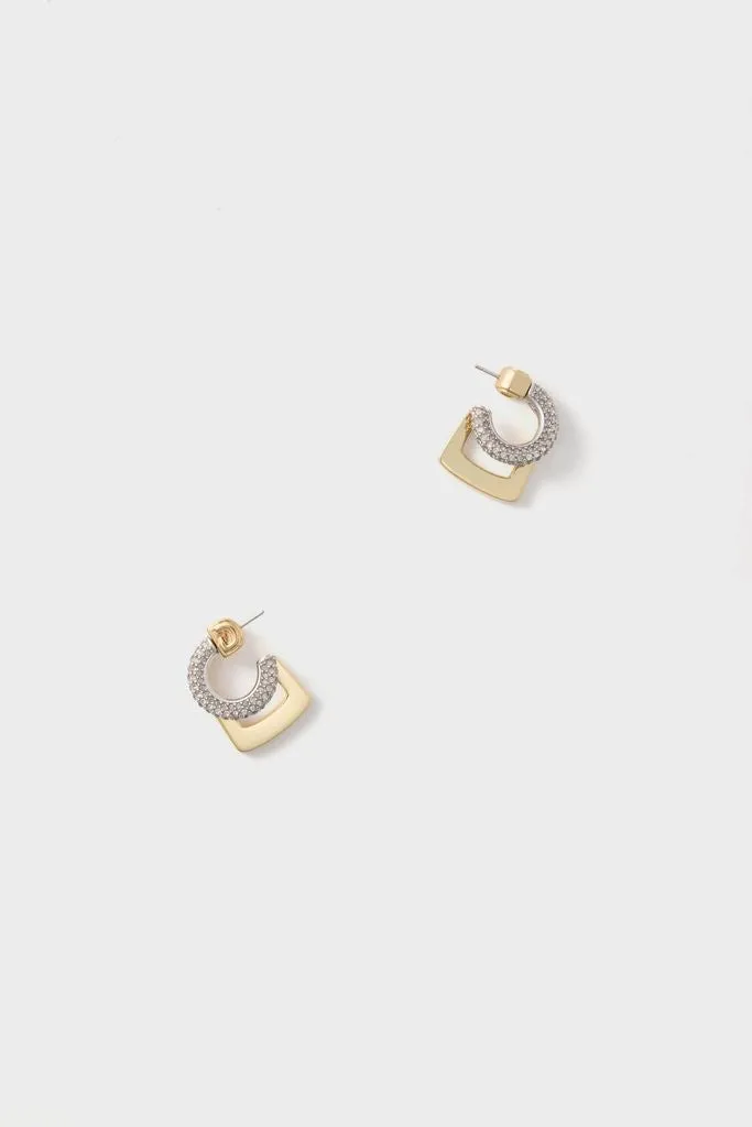Gold, Silver and Crystal Tina Mini Pave Earrings sold by Tuckernuck