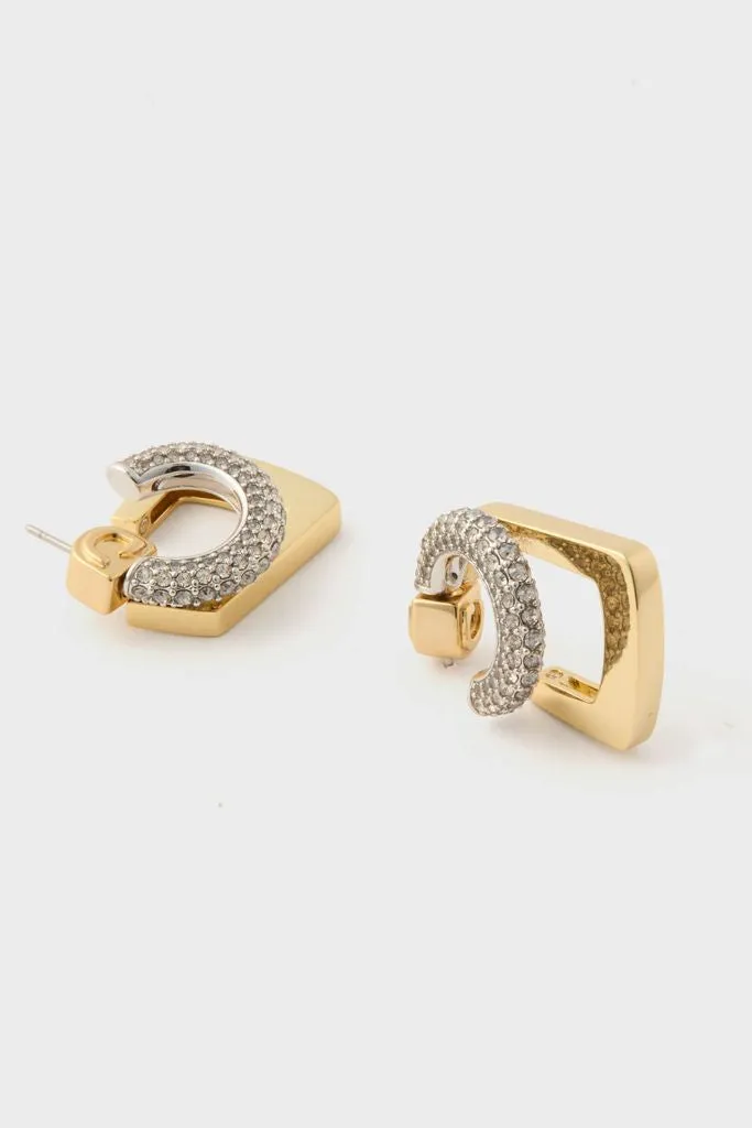 Gold, Silver and Crystal Tina Mini Pave Earrings sold by Tuckernuck product image thumbnail 4