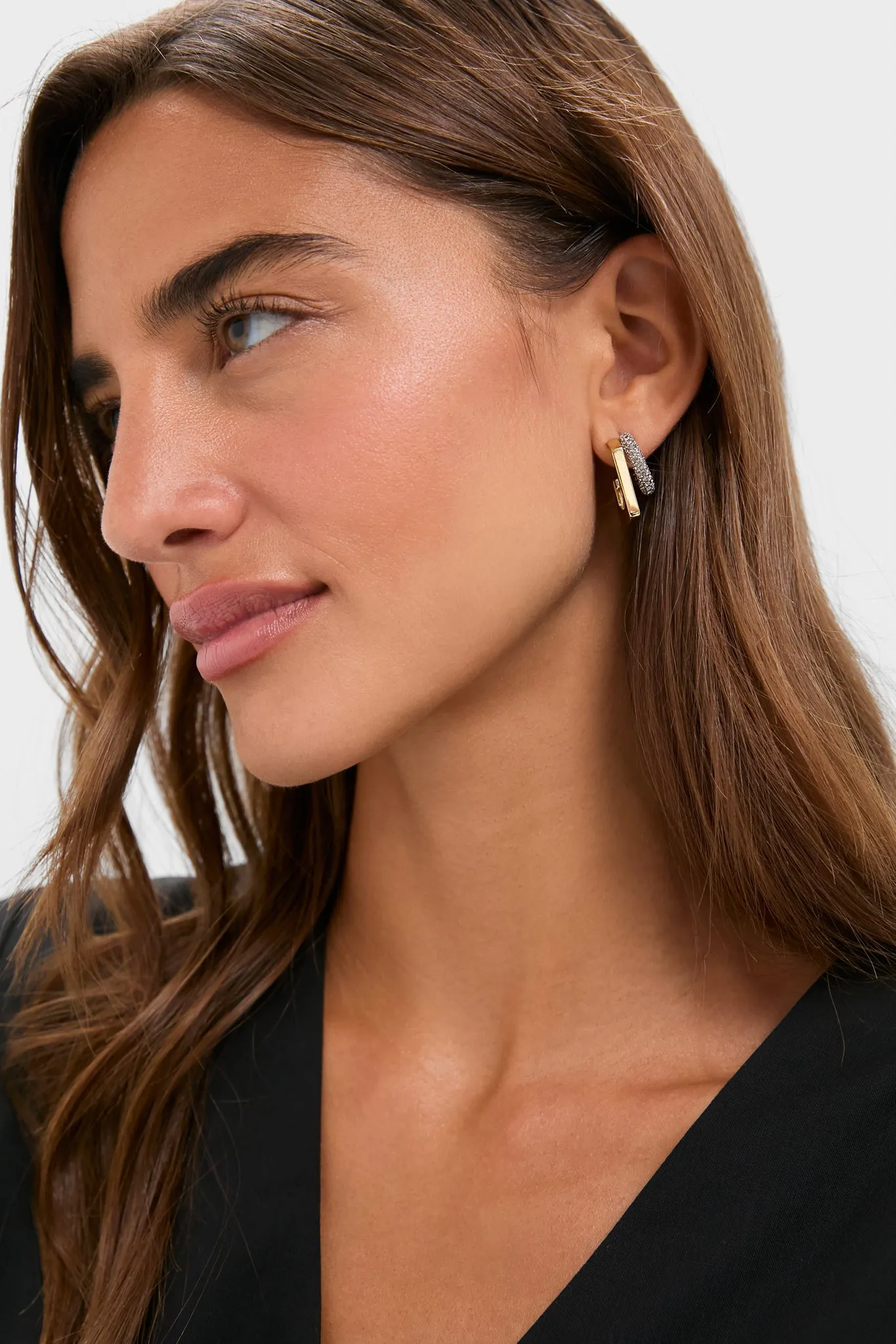 Gold, Silver and Crystal Tina Mini Pave Earrings sold by Tuckernuck product image thumbnail 2