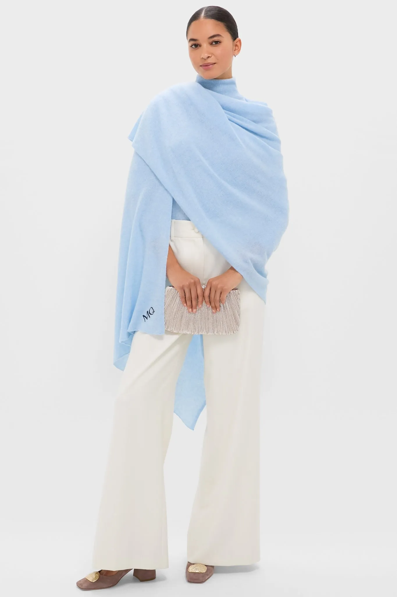Ice Blue Cashmere Blanket Scarf sold by Tuckernuck product image thumbnail 3