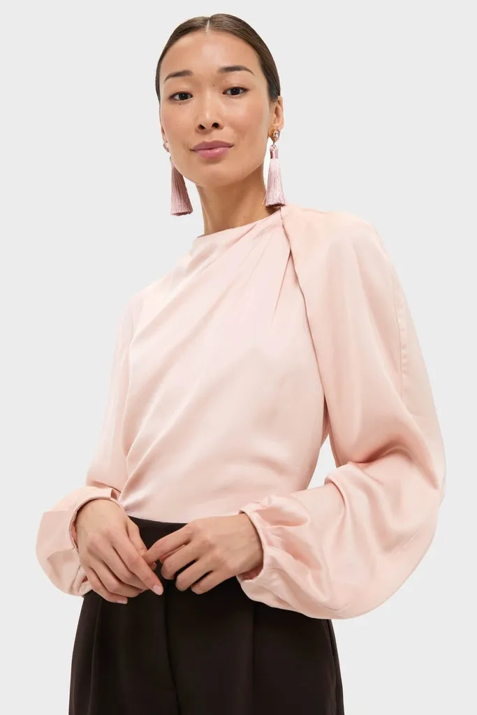 Soft Pink Blush Satin Blaire Top sold by Tuckernuck