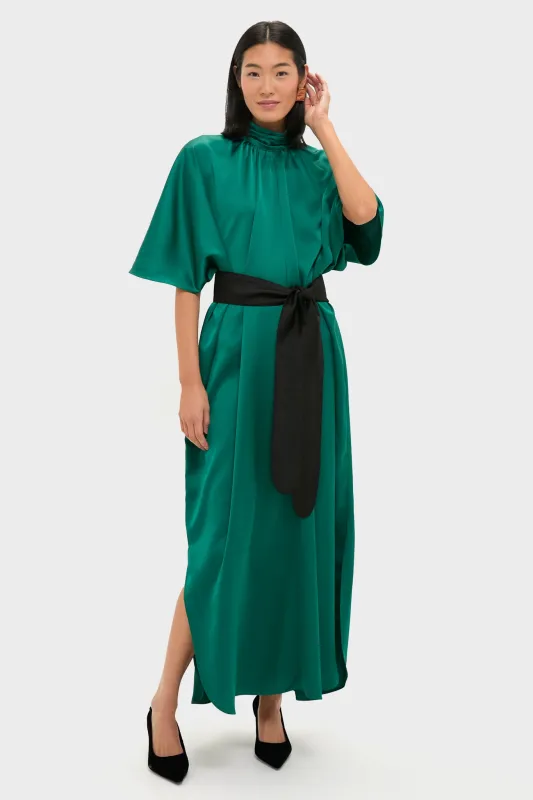 Green Satin Patricia Maxi Dress made by Tuckernuck