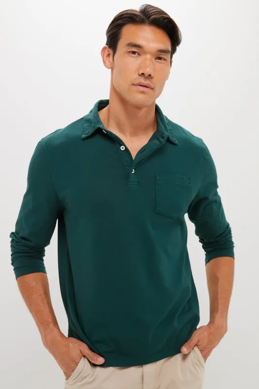 Washed Pine Long Sleeve Hudson Polo sold by Tuckernuck