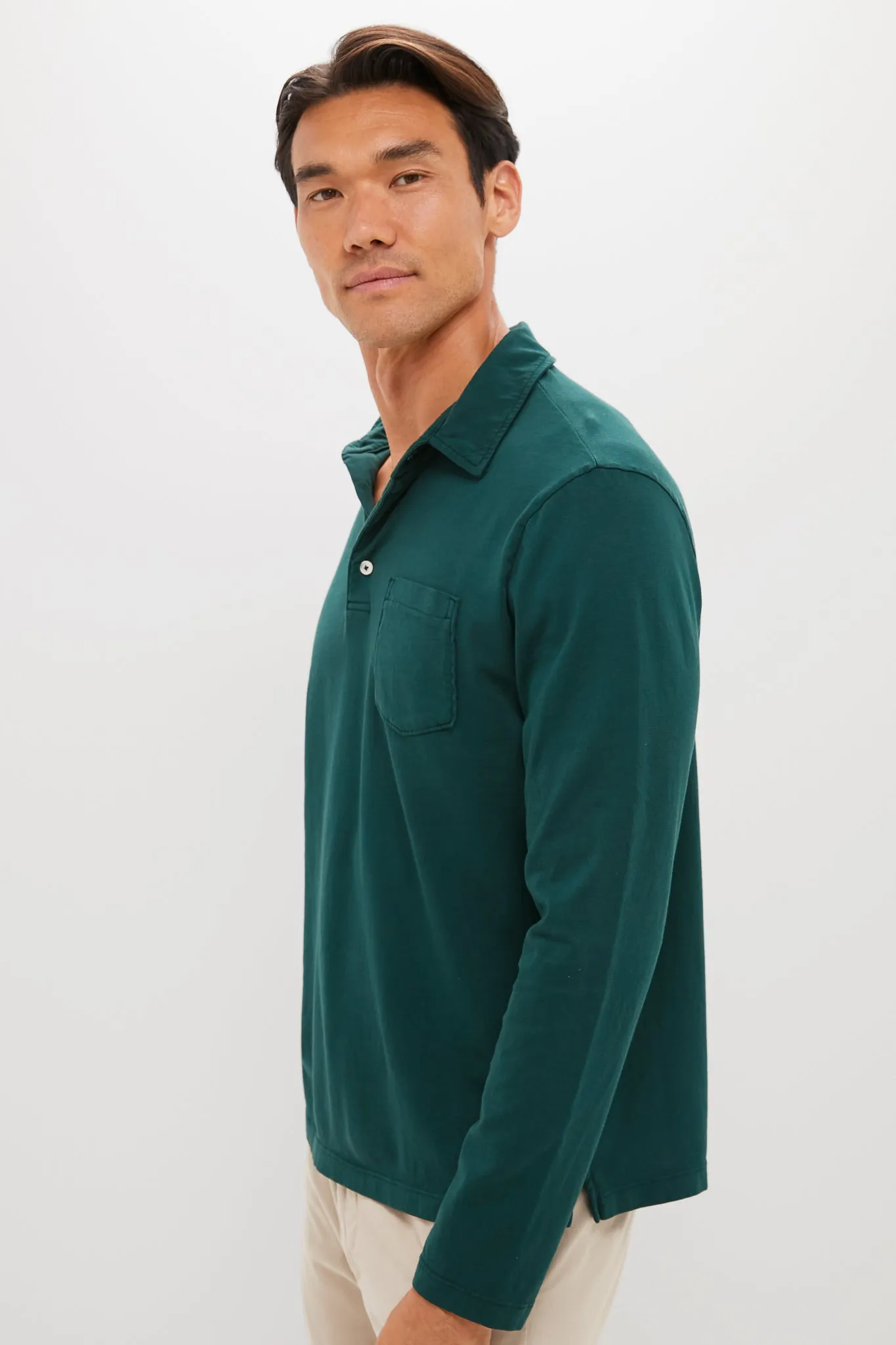 Washed Pine Long Sleeve Hudson Polo sold by Tuckernuck product image thumbnail 3