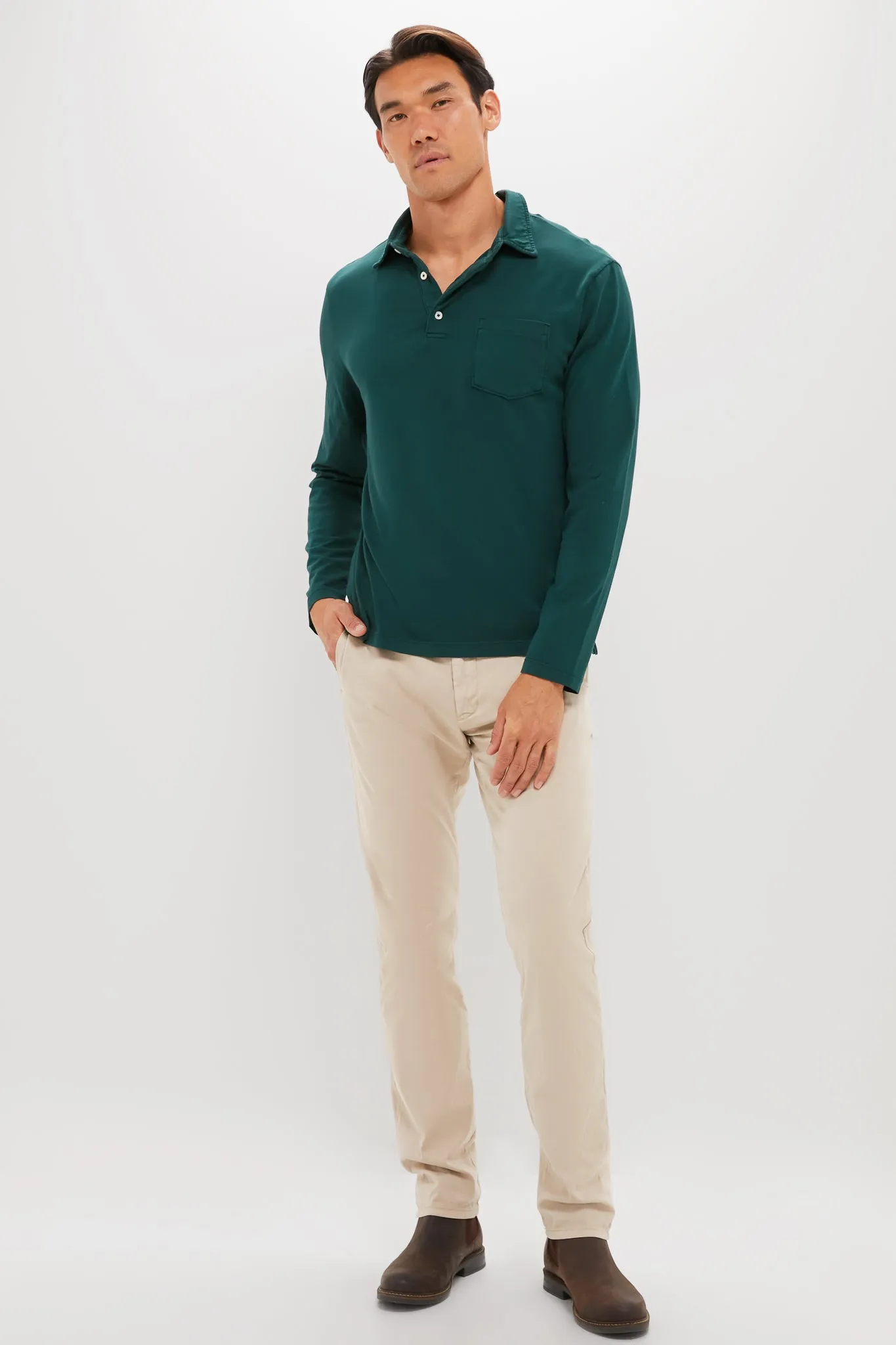 Washed Pine Long Sleeve Hudson Polo sold by Tuckernuck product image thumbnail 2