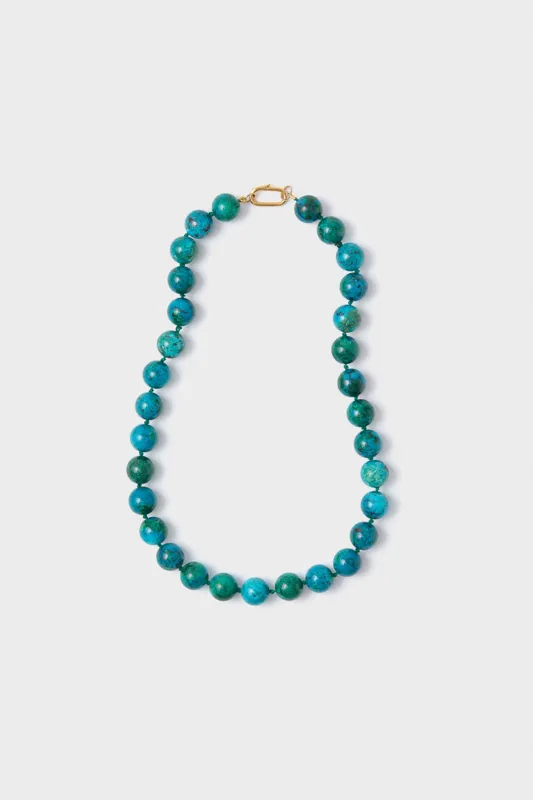 Exclusive Jumbo Chrysocolla Knotted Gemstone Necklace sold by Tuckernuck