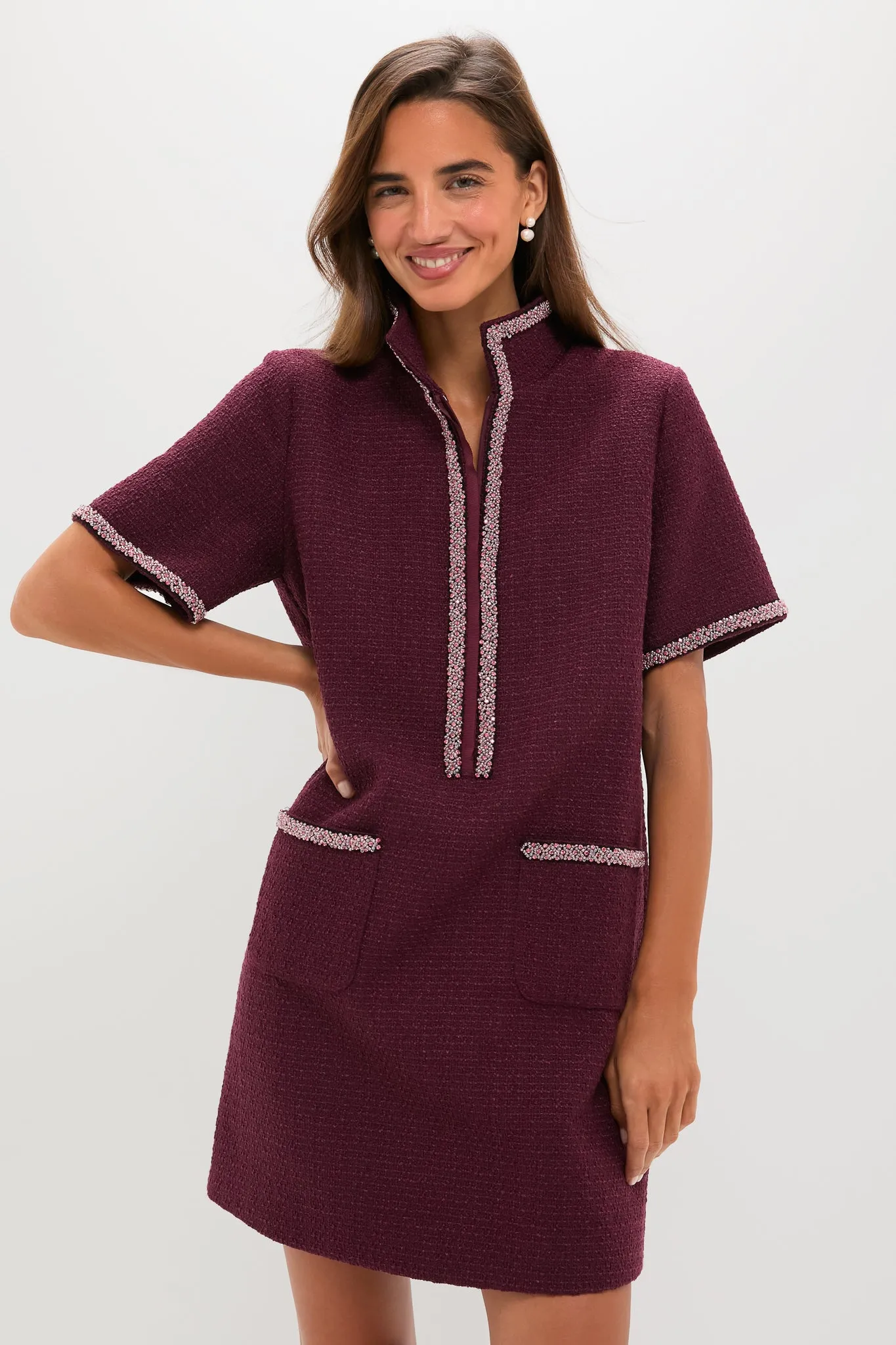 Winetasting Tweed Embellished Ophelia Dress sold by Tuckernuck product image thumbnail 3