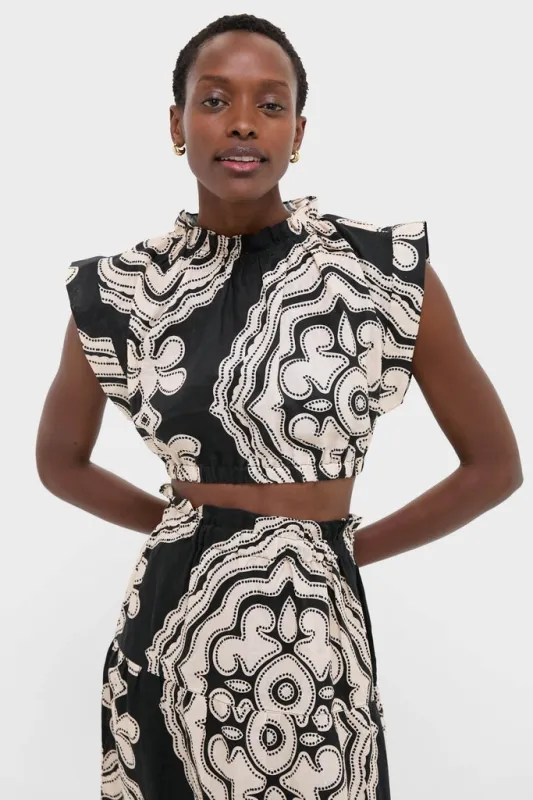 Niku Black Muna Ruched Crop Top sold by Tuckernuck