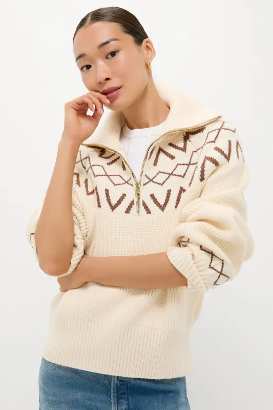 Whitecap Grey Sigrid Fairisle Half Zip Knit sold by Tuckernuck