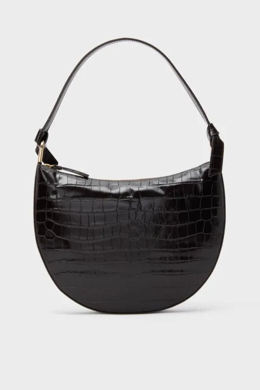 Ebony Croc Embossed Harlow Shoulder Bag sold by Tuckernuck