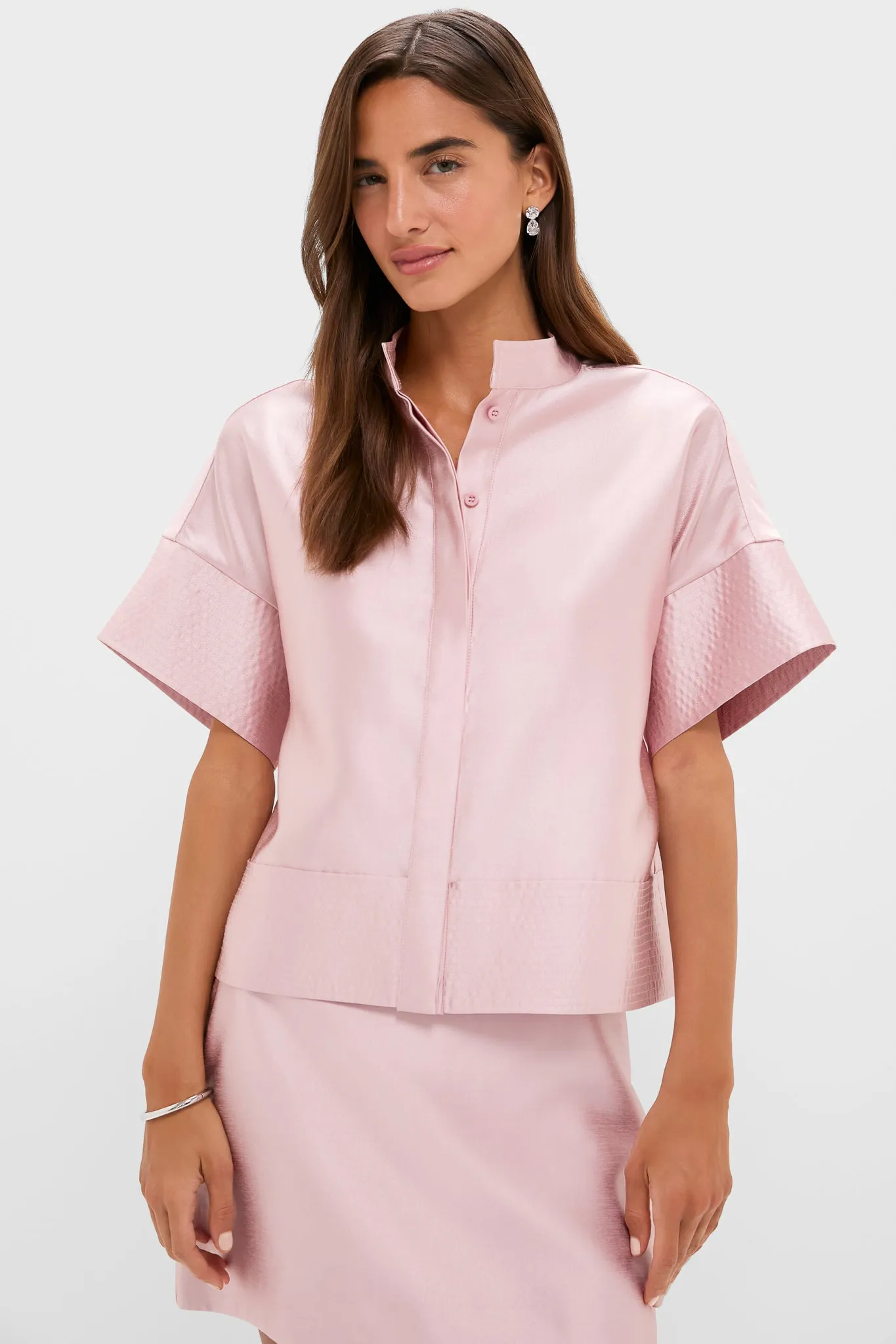 Light Pink Dupioni Trapunto Stitch Sofia Shirt sold by Tuckernuck product image thumbnail 2